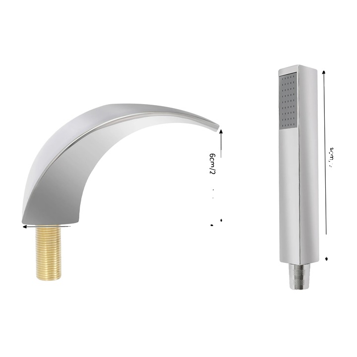 Санитарен смесител, модерен дизайн, изключително широк накрайник, функция спрей, сребрист