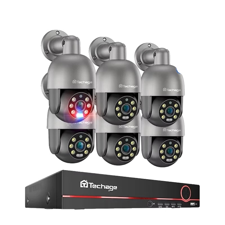 Kit Supraveghere, 8 Canale, 8 Camere 8MP, Detectie AI, 20m Cablu