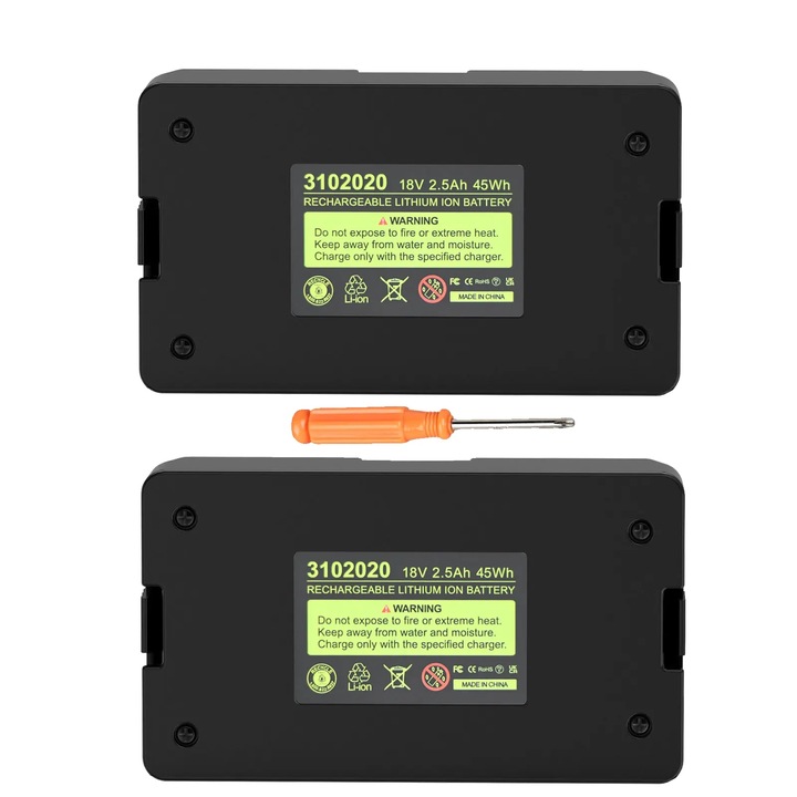 Set baterii litiu-ion 18V, 2500mAh, 2 bucati, compatibile cu Husqvarna Automower si Gardena Sileno