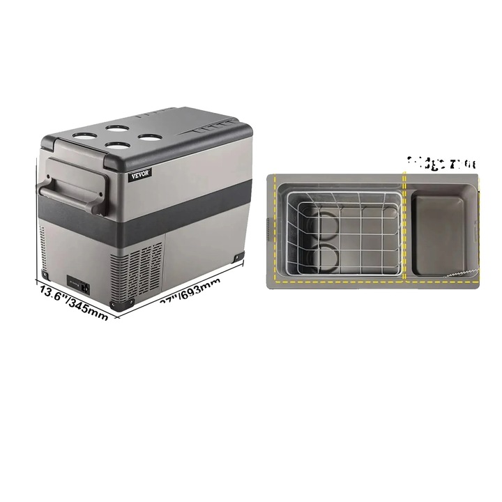 Frigider auto portabil, 45L, alimentare duala, capacitate generoasa, constructie robusta