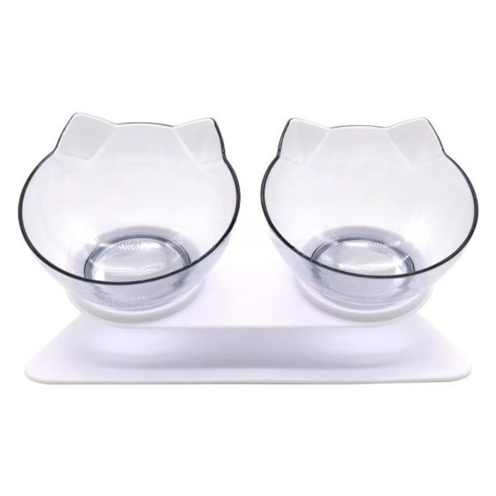 Boluri duble ridicate, de hranire, pentru pisici, 500 ml