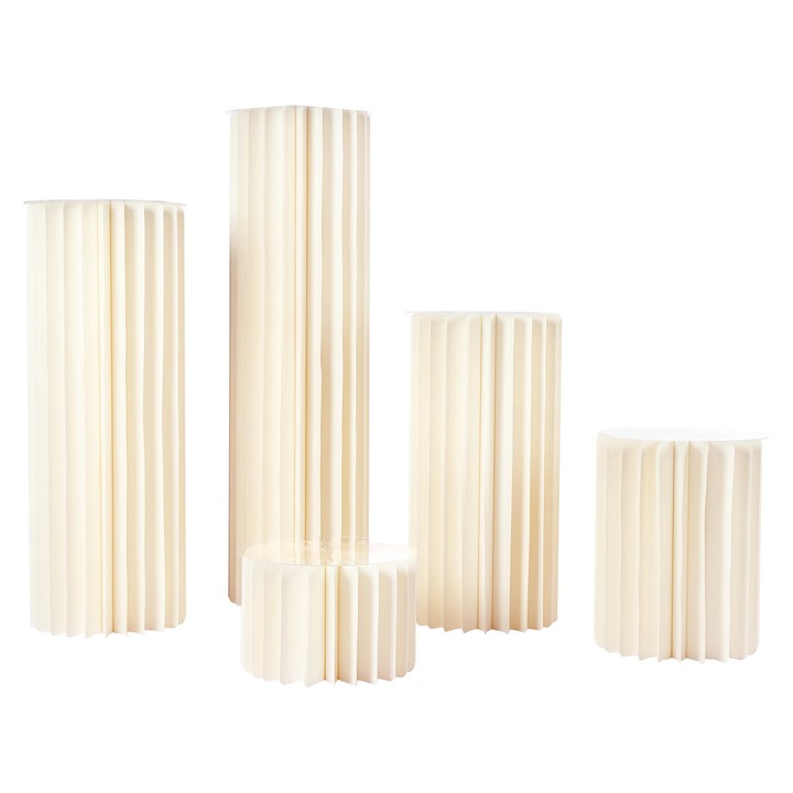 Kartondoboz virágtartók, Méhsejt oszlopok 5 db, PVC lapokkal, Terhelhetőség 50 kg/db, Műanyag keret, Fehér