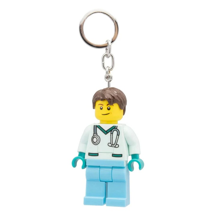 Светещ ключодържател Lego, Doctor, 8 cm, Многоцветен