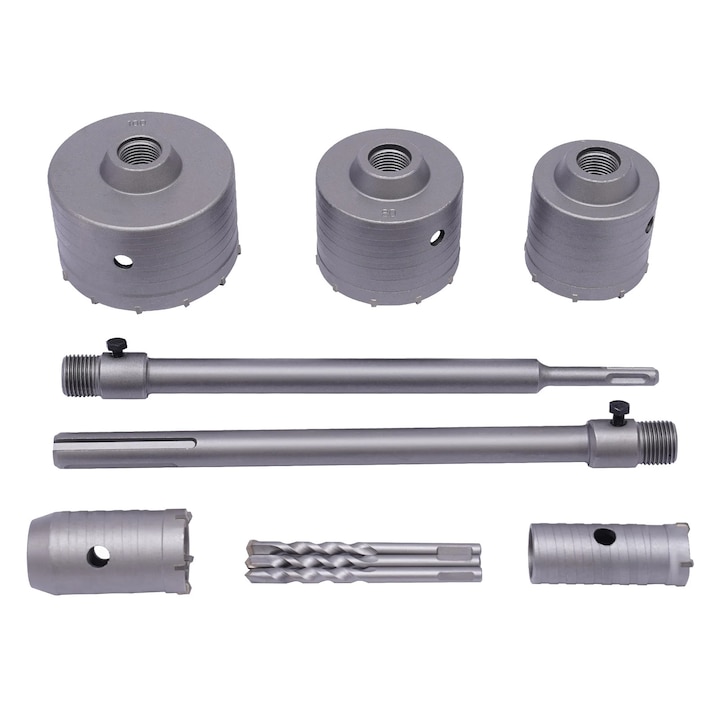 Set carote pentru gaurit beton, 34cm adancime taiere, sistem dual de eliminare a chipsurilor, design usor