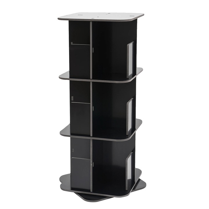 Raft 3 niveluri, design rotativ, negru