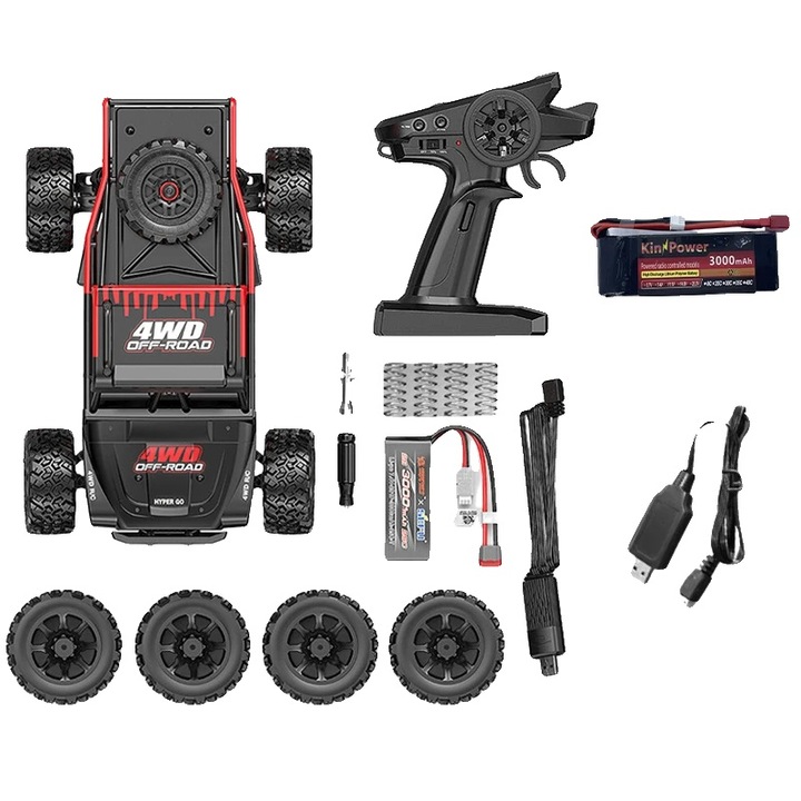 Masinuta RC, 75km/h, motor brushless, 320x210x140mm, set baterie 7.4V 3000mAh