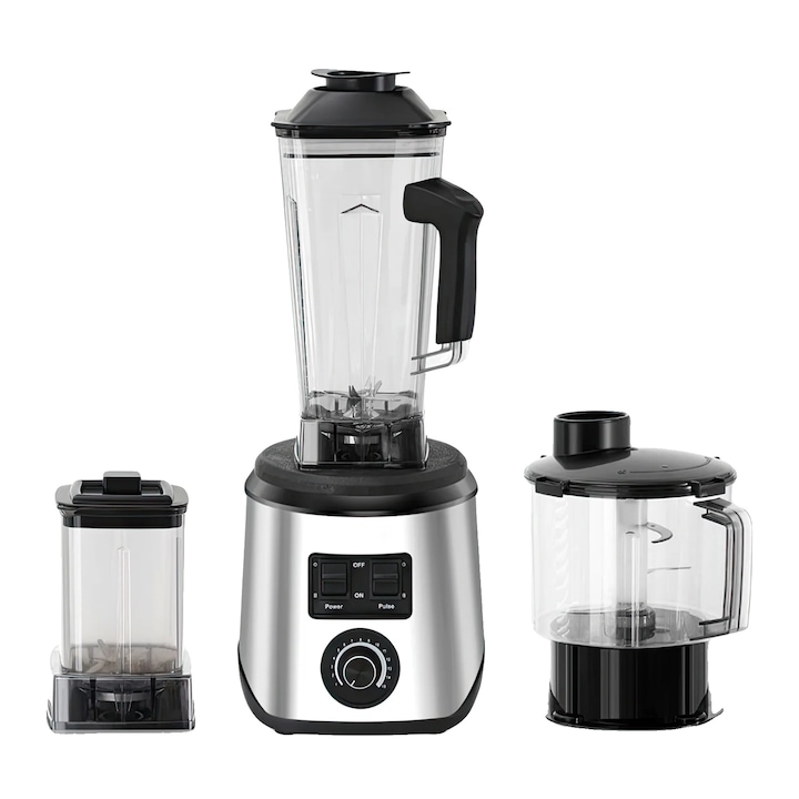 Blender profesional, 6000W, 2.5L, 4 lame din inox, design compact