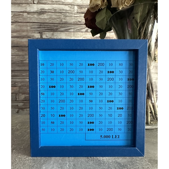 Pusculită Motivatională UnderShop, transparentă, cu tabel personalizat pentru economii, 15x6x15 cm