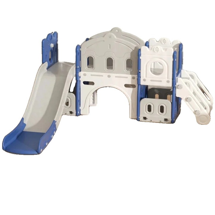 Tobogan cu inel de baschet, design durabil, albastru si alb, 20 kg