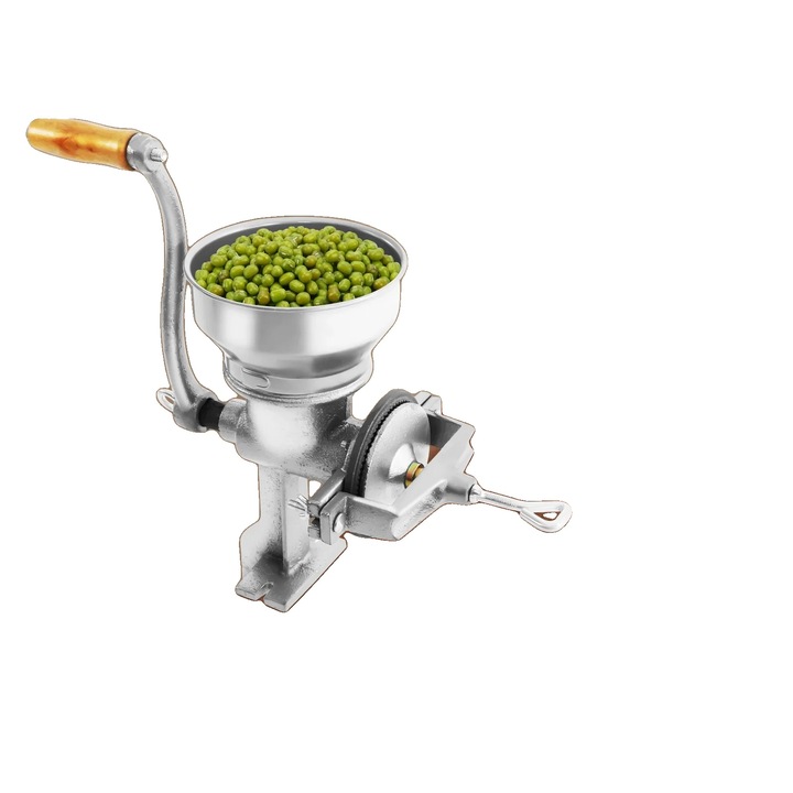 Moara de cereale manuala, otel, capacitate 1.5 litri, argintiu