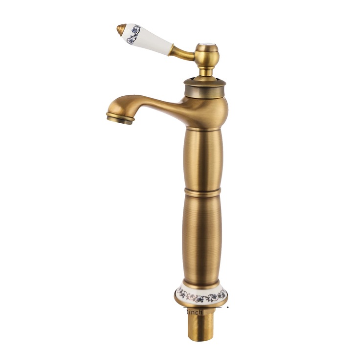 Fürdőszobai csaptelep, antik dizájn, magasság 29,5 cm, arany