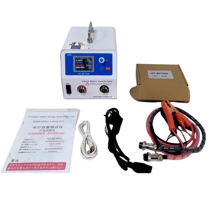 Tester capacitate baterie HT-BCT50A, intervale de incarcare si descarcare ajustabile, 167x165x240mm, 220V