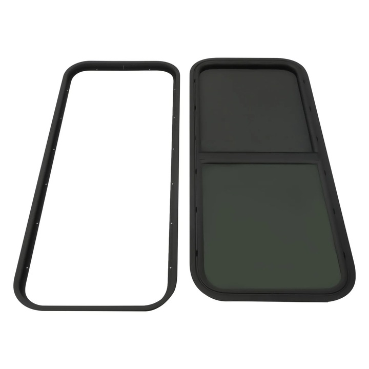 Fereastră laterală pentru rulota, glisantă, 1000x400mm, aluminiu, sticlă fumurie, antitantari, negru