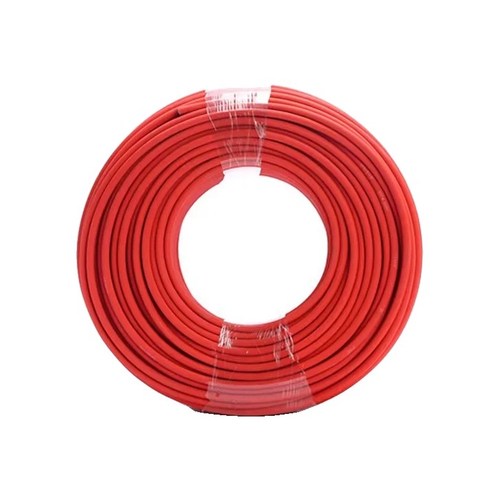 Cablu pentru panouri solare, conductori din cupru cositorit, 12 AWG, 4mm2, rosu, 100m