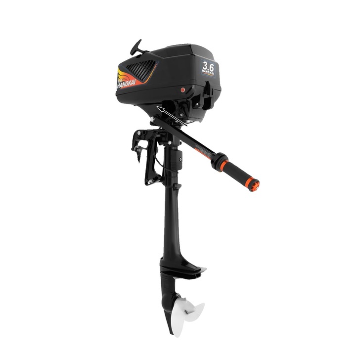 Motor pentru barca, 2-timpuri, design usor, negru, 2.6 kW, 21.4 lbs