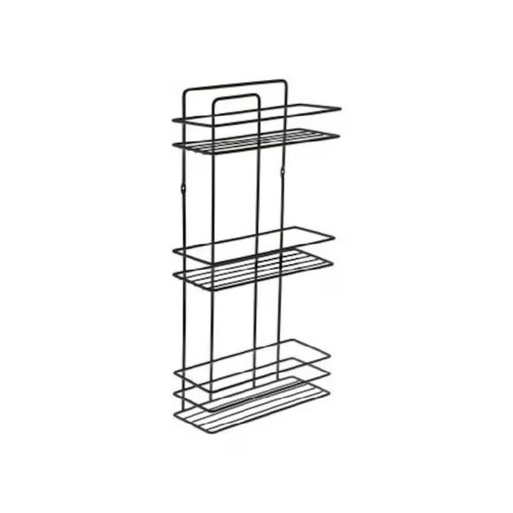 Etajera pentru baie Raki, 3 nivele, negru, 11x27x55cm