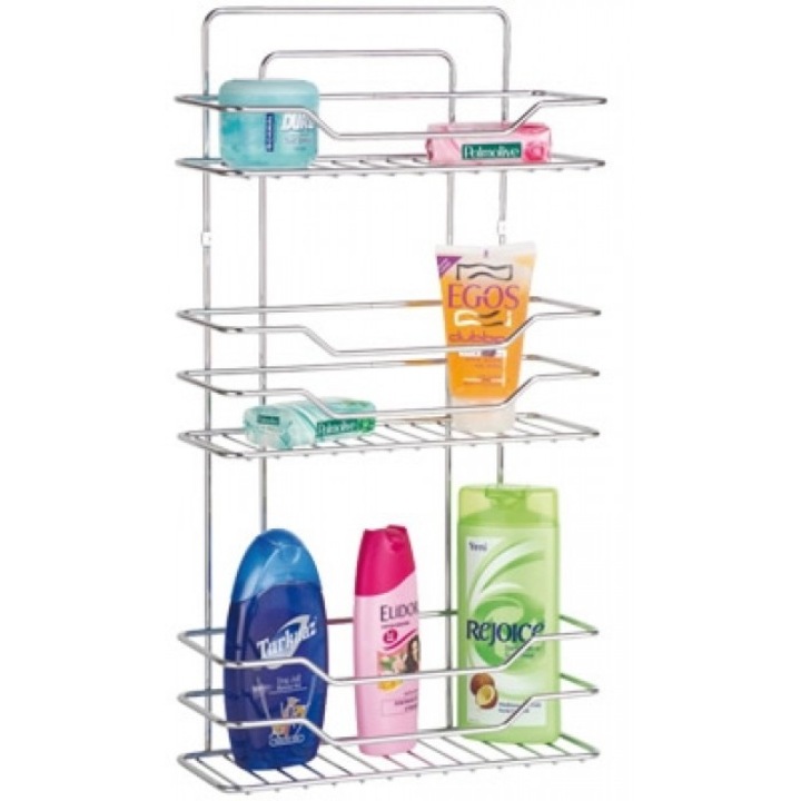 Etajera de baie cromata RAKI, 3 niveluri, 30x12x55cm