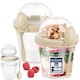 Set De Recipient Pentru Iaurt Cu Lingurite Si Boluri, Orion, 400 ml, 11.5x10.5x13.5 cm, Fabricate Din Material De Inalta Calitate, Rezistente La Temperaturi De -25 Pana La +25°C, Fara Bpa, Transparent Cu Elemente Bej