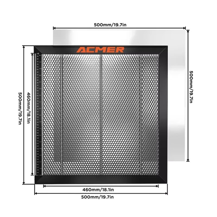 Masa de lucru pentru gravare laser, design fagure, 500x500mm, compatibilitate versatila
