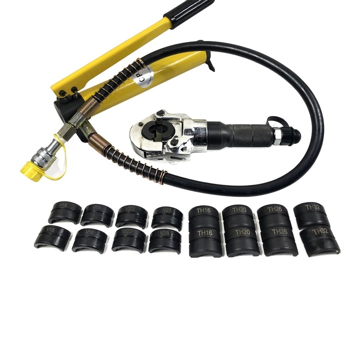 Cleste hidraulic pentru crimping, 6 tone, cap rotativ 360°, set cu 9 die, 30cm