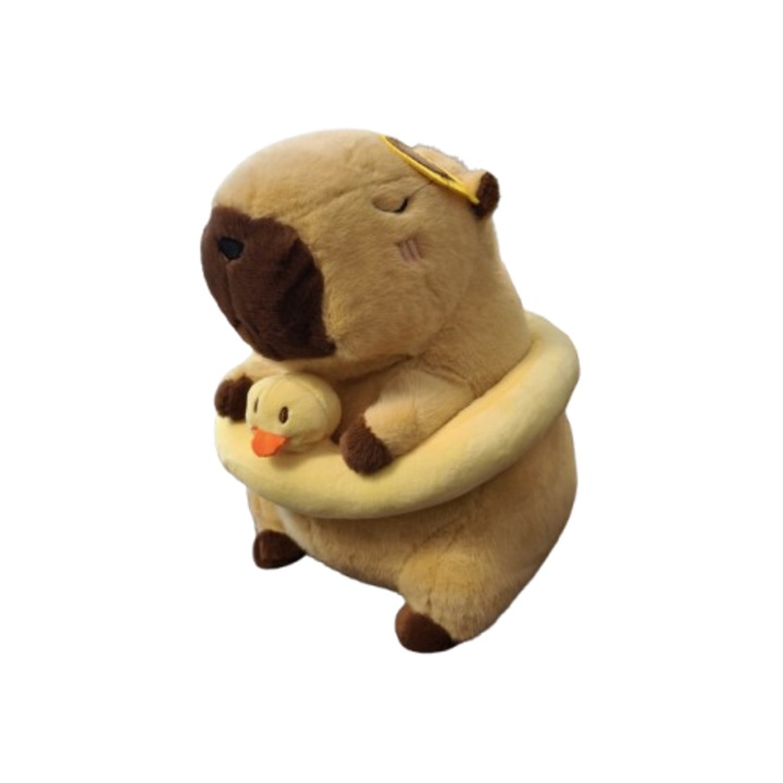 Capybara de Plus cu Ochelari de Soare si Colac Ratusca, 30x30cm