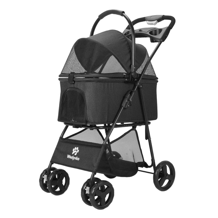 Állatszállító táska, vízálló, terepre, fekete, kompakt méretek