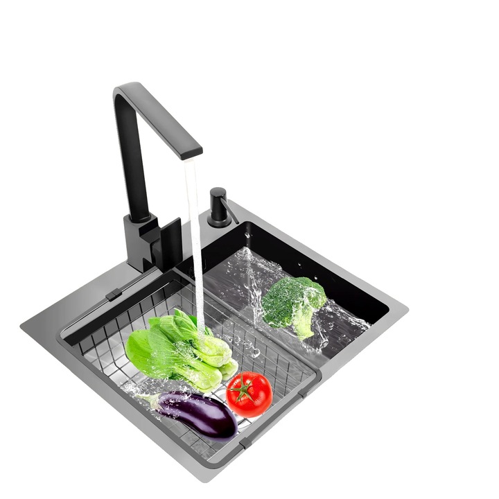 Chiuveta bucatarie, inox, negru
