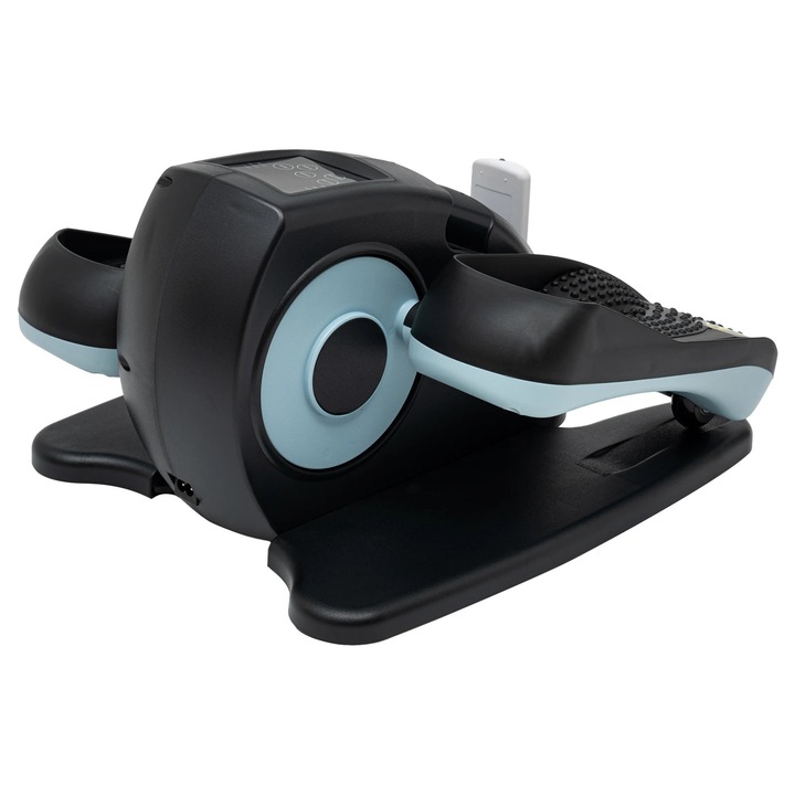 Antrenor eliptic pentru picioare, Mini sub birou, Motorizat 60 W, Telecomanda & LCD, Cinci viteze 32–113 rotatii/min, Trei programe, Stecar UE, Albastru