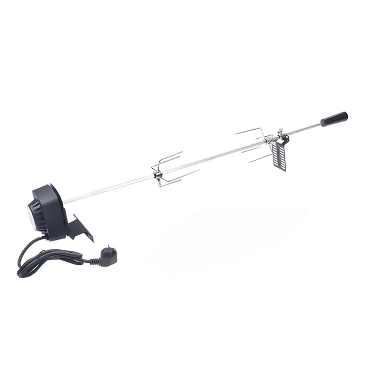 Gratar electric nou pentru BBQ, cu roata rotisserie, cablu lung de 120 cm, pentru gratar in aer liber, kit argintiu