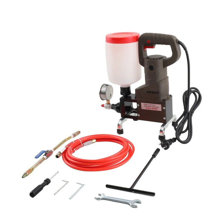Помпа за инжектиране на бетон, 12000 PSI, 1100W, 2 литра, 6 кг, приложения за хидроизолация