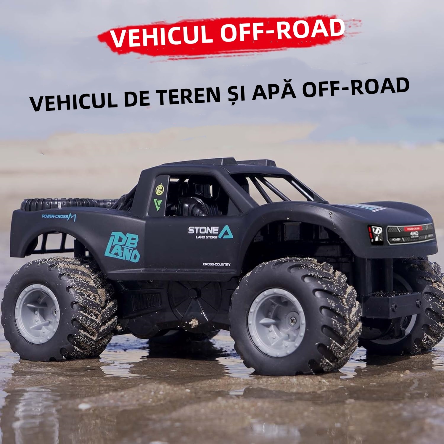Masina RC Monster Truck 1:16, 4WD, Impermeabila, KuviKoo
