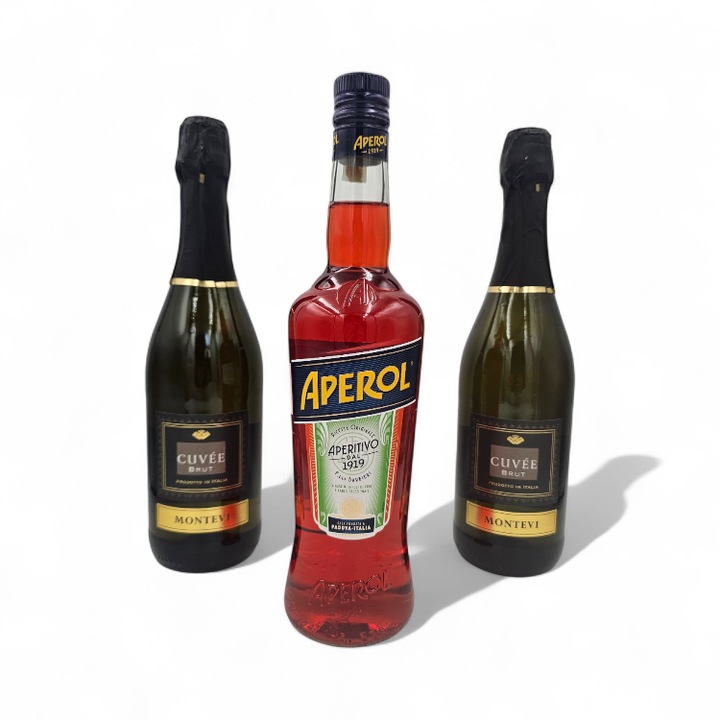 Pachet Spritz: Aperol si Vin Spumant Alb Montevi Cuvee Brut 11%, 2.25L
