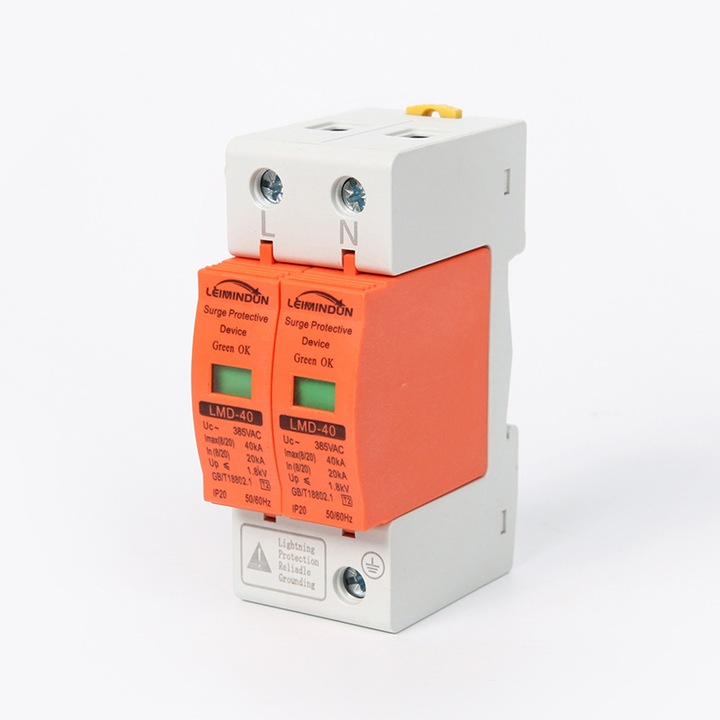 ОГРАНИЧИТЕЛ НА ПРЕНАПРЕЖЕНИЕ T2 2P 385VAC, монтиран на шина