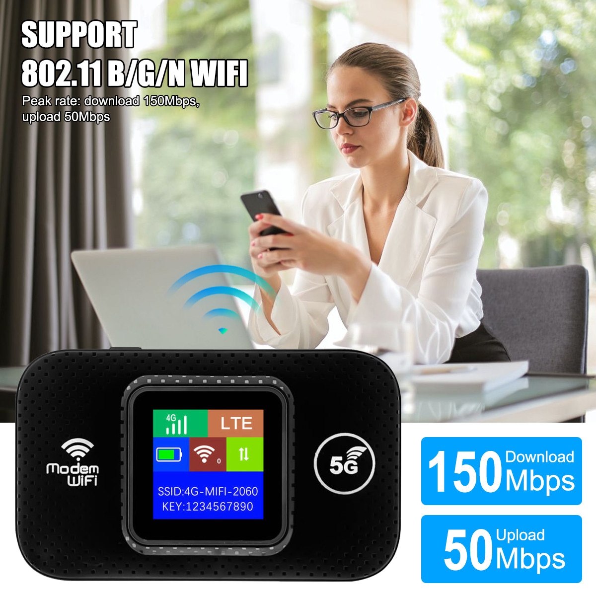 Router Wi-Fi 4G, Bedee, Portabil, 300Mbps, 3000mAh, Cu baterie si ...