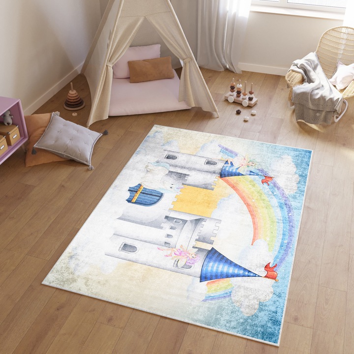 Covor Tapiso Emma, Multicolor, 230x160cm, Inaltime Fir 6mm, Antiderapant