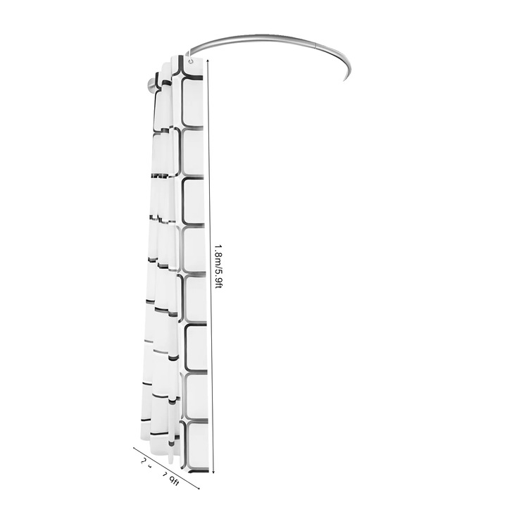 Suport pentru perdea de dus, design ajustabil, materiale durabile, alb, dimensiuni 2.4m x 1.8m