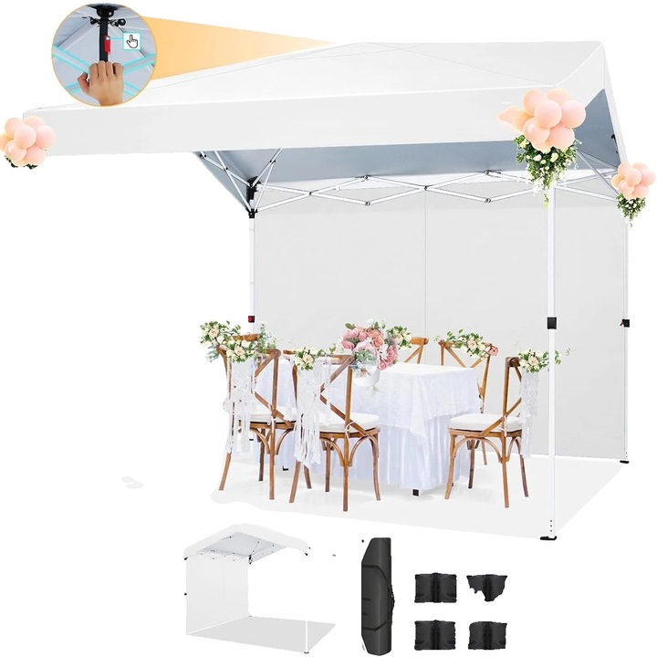 Pavilion gradina, design rapid de montare, impermeabil, alb, 3m x 3m