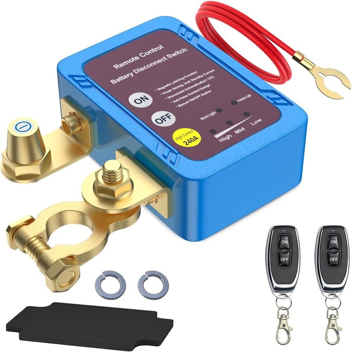 Comutator izolare baterie auto 12-24V 240A cu telecomanda wireless