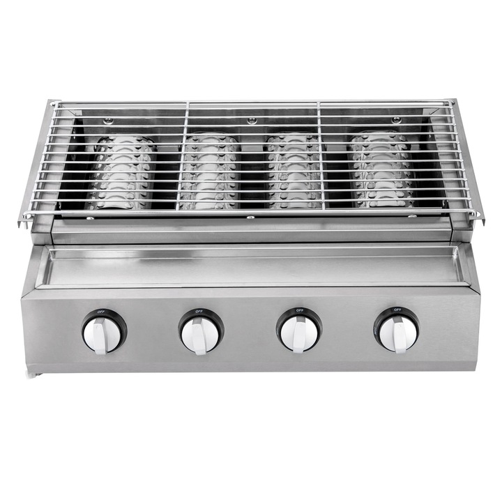 Gratar pe gaz BBQ, GB-04A, Otel Inoxidabil, Reglabil pe Inaltime, LPG/Propan, Supapa De Joasa Presiune, Racord 10 mm, Fara Aprinzator