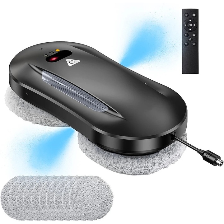 Aspirator robot cu navigare AI, control de la distanță, 5600PA, negru, design compact