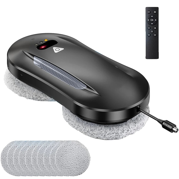 Робот прахосмукачка, AI навигация, дистанционно управление, черен, 5600PA, компактен дизайн