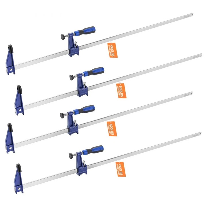 Set 4 cleme tip F pentru tamplarie, deschidere 91 cm, adancime 63,5 mm, sarcina 272 kg, din fonta si otel carbon, pentru lemn si metal