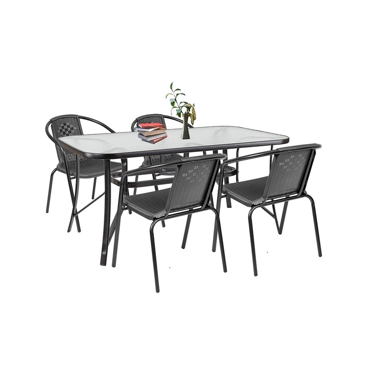 Set mobilier de gradina Leziter Elzas 4+1 negru