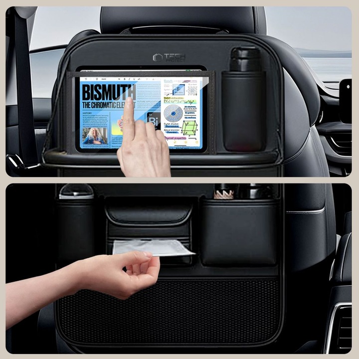 Organizator auto TECH-PROTECT UCA100, impermeabil, suport pentru laptop/tabletă, negru, 59x43cm