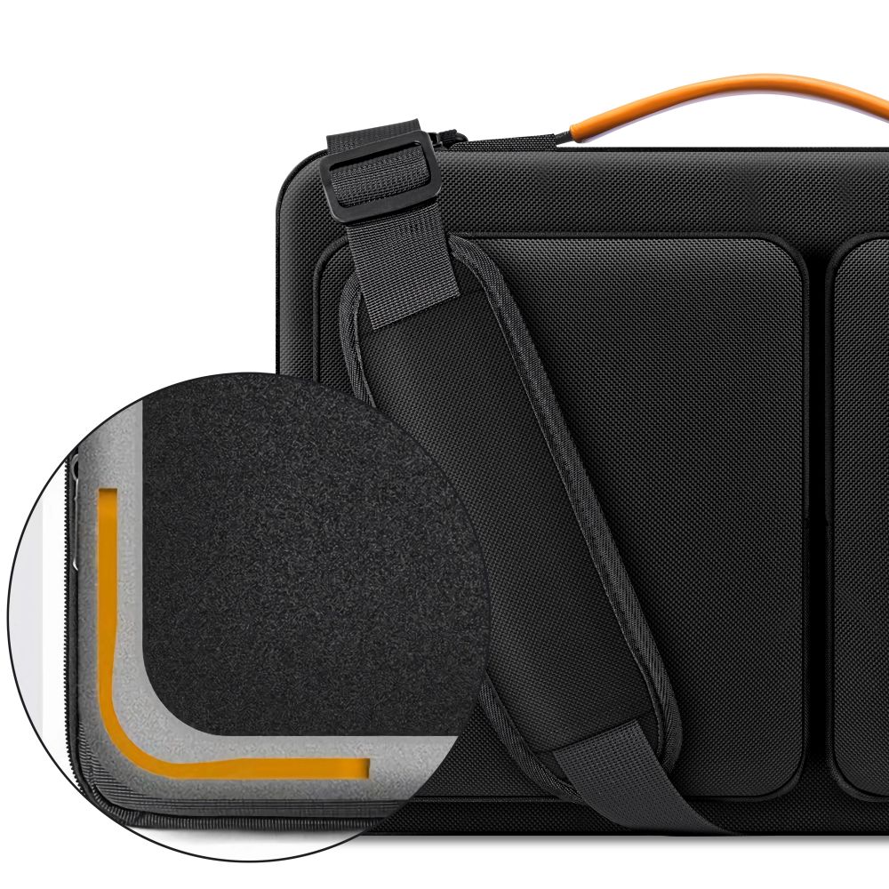 Geanta laptop Tech-Protect Defender, 15-16 inch, neagra/portocalie, 38.5x25.5x3cm, set cu curea