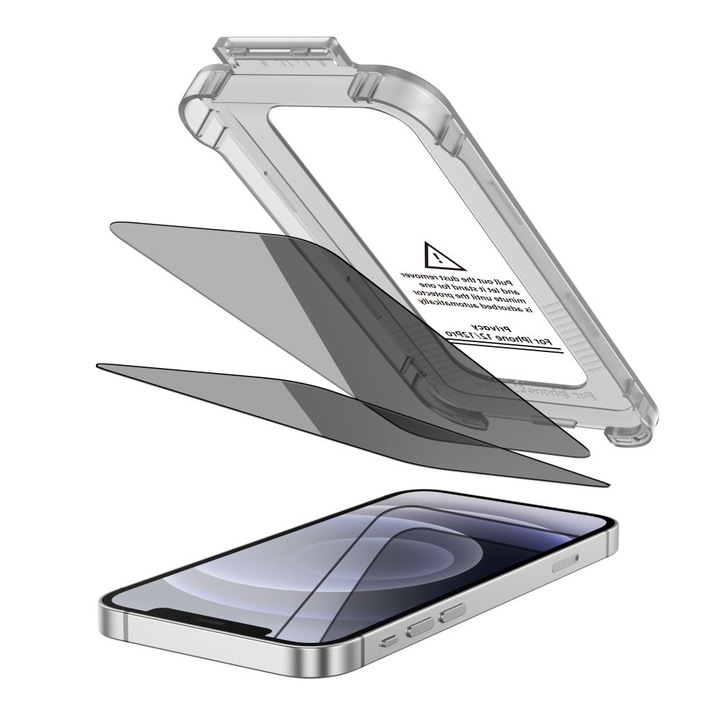 TECH-PROTECT QUICK SET SPY+ 2-PACK iPhone 12/12 Pro készülékhez privát üveg kijelzővédő