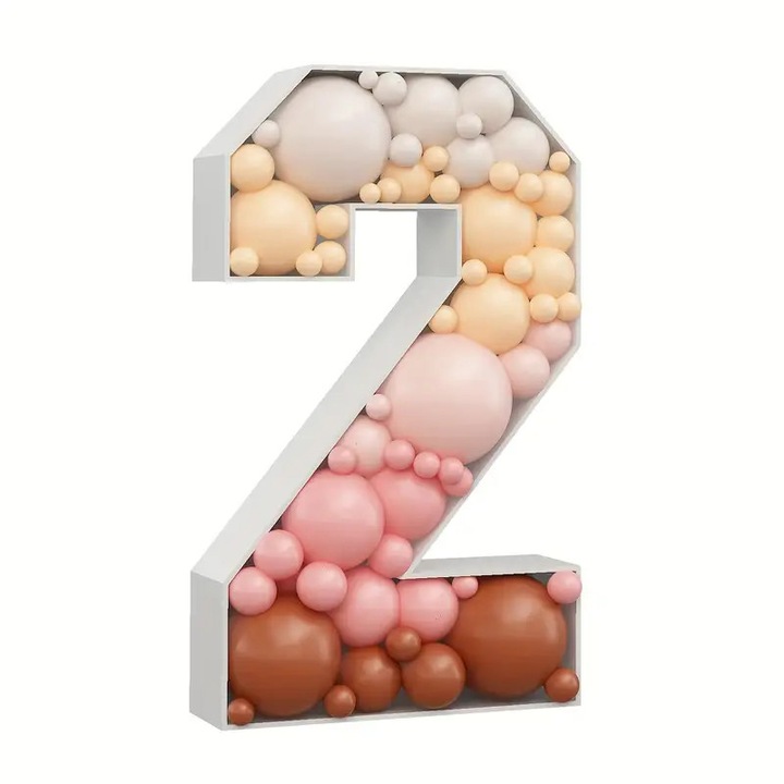 Декорация за парти номер 2, височина 1 метър, картонена поставка за пастелни балони, кутия за многократна употреба за пълнене, с мозаечна рамка