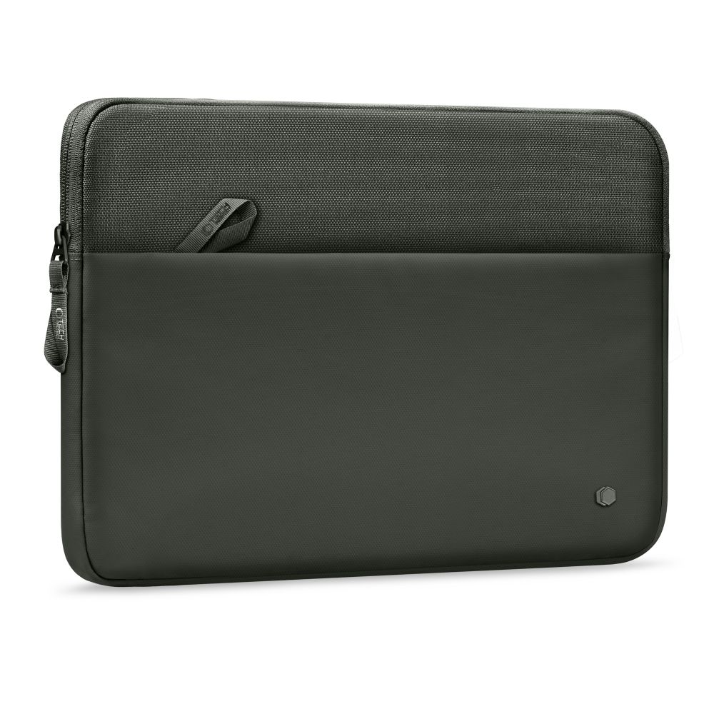 Husa laptop Tech-Protect Sleeve, material textil, buzunar frontal, verde armata, 15-16 inch, dimensiuni 392x280x30mm