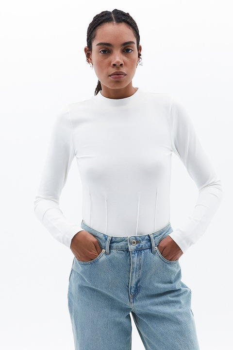 OXXO, Bluza slim-fit din amestec de bumbac, Alb optic