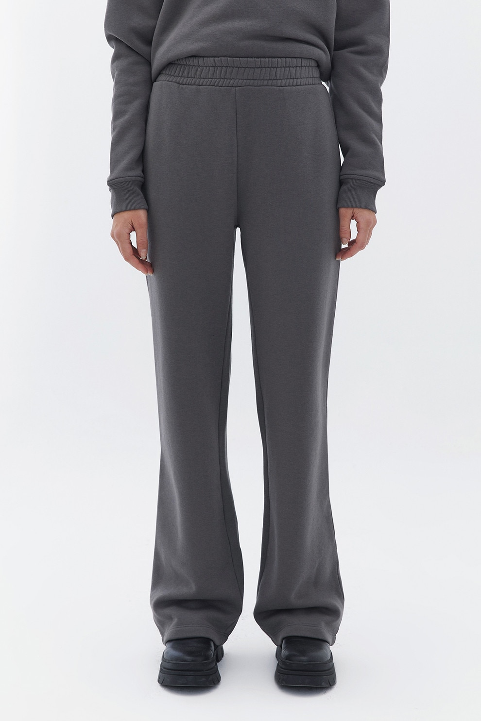 OXXO, Pantaloni uni de trening cu talie elastica, Gri inchis, XL